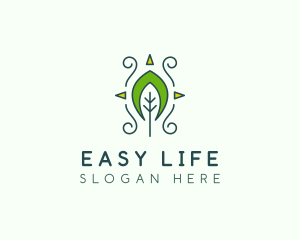 Eco Organic Tribal Leaf logo design