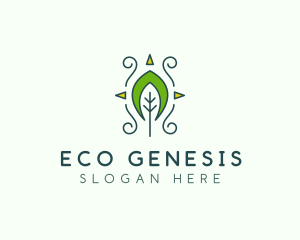 Eco Organic Tribal Leaf logo design