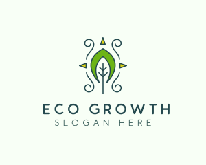 Eco Organic Tribal Leaf logo design