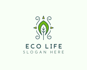 Eco Organic Tribal Leaf logo design