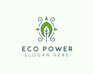 Eco Organic Tribal Leaf logo design