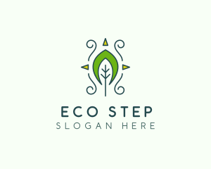 Eco Organic Tribal Leaf logo design