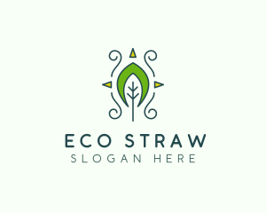 Eco Organic Tribal Leaf logo design