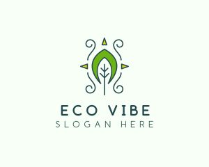 Eco Organic Tribal Leaf logo design