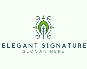 Eco Organic Tribal Leaf logo design