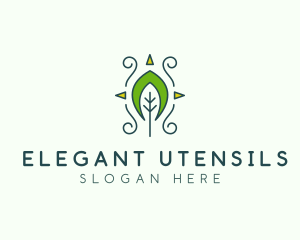 Eco Organic Tribal Leaf logo design