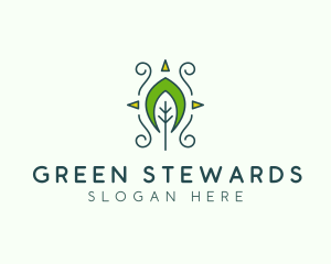 Eco Organic Tribal Leaf logo design