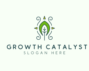 Eco Organic Tribal Leaf logo design