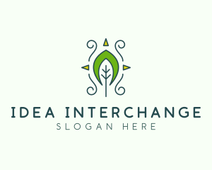 Eco Organic Tribal Leaf logo design