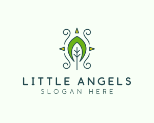 Eco Organic Tribal Leaf logo design