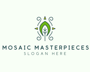 Eco Organic Tribal Leaf logo design