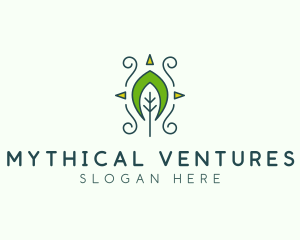 Eco Organic Tribal Leaf logo design