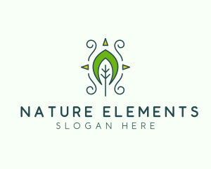 Eco Organic Tribal Leaf logo design