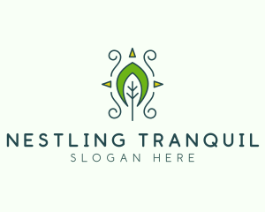 Eco Organic Tribal Leaf logo design