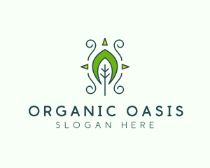 Eco Organic Tribal Leaf logo design