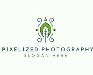 Eco Organic Tribal Leaf logo design