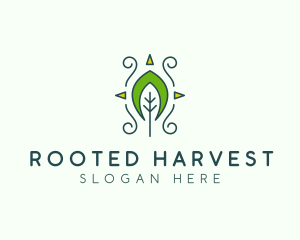 Eco Organic Tribal Leaf logo design