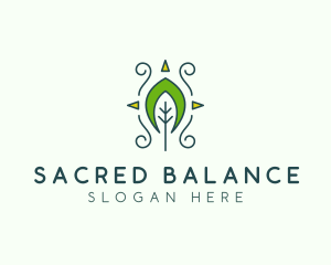 Eco Organic Tribal Leaf logo design