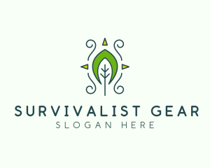 Eco Organic Tribal Leaf logo design