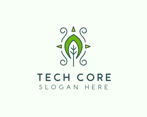 Eco Organic Tribal Leaf logo design