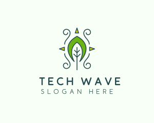 Eco Organic Tribal Leaf logo design