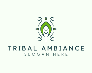 Eco Organic Tribal Leaf logo