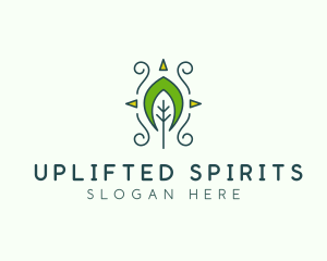 Eco Organic Tribal Leaf logo design