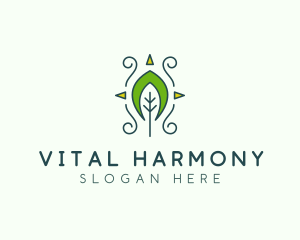 Eco Organic Tribal Leaf logo design