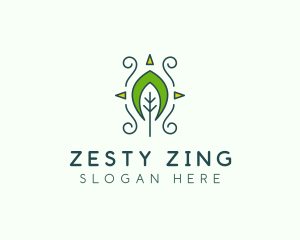 Eco Organic Tribal Leaf logo design