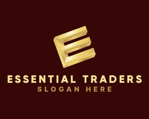 Gold Letter E logo design