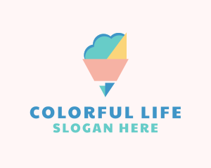 Colorful Cloud Pencil logo design