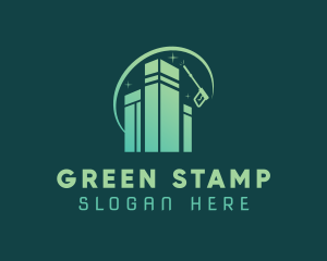 Green Building Pressure Washer logo design