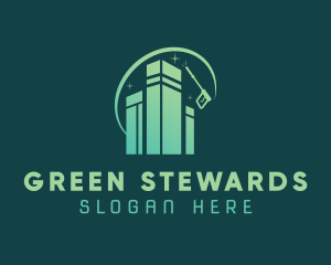 Green Building Pressure Washer logo design