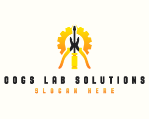 Pliers Screwdriver Cog logo design