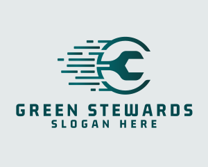 Green Wrench Tool logo design