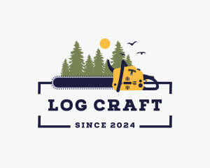 Woodwork Chainsaw Logging logo design