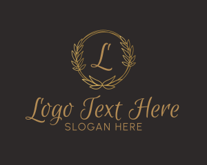 Round Leaf Frame Ornament Logo