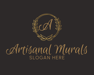 Round Leaf Frame Ornament logo design