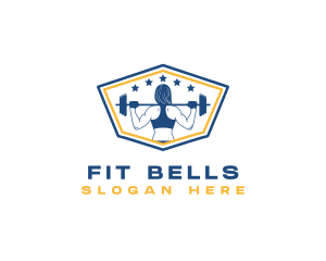 Female Fitness Barbell logo design