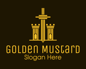 Golden Sword Medieval Tower  logo design