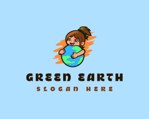 Girl Hug Earth logo design