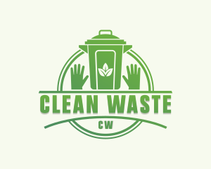 Gloves Leaf Trash Bin logo design