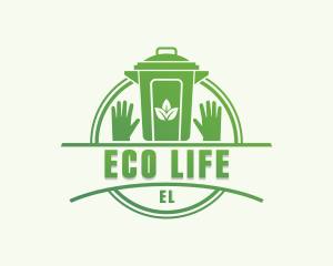 Gloves Leaf Trash Bin logo design