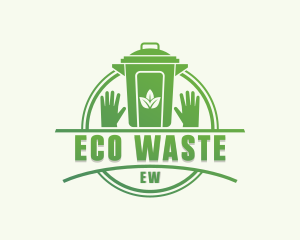 Gloves Leaf Trash Bin logo design