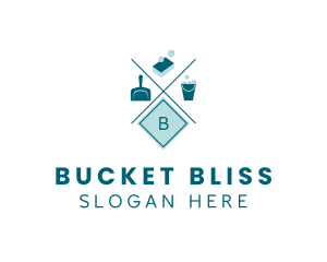 Dustpan Sponge Bucket Cleaner logo design