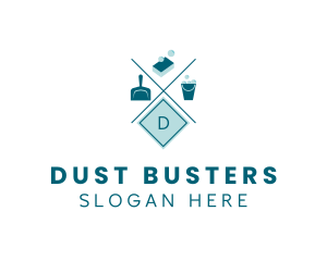 Dustpan Sponge Bucket Cleaner logo design