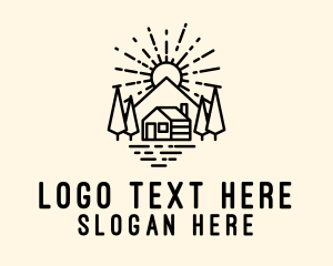 Mountain Cabin Sunrise Logo