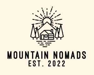 Mountain Cabin Sunrise logo design