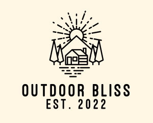 Mountain Cabin Sunrise logo design