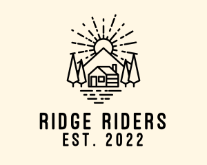 Mountain Cabin Sunrise logo design